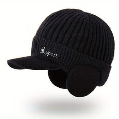 Men's Knitted Warm Cap with Earmuffs for Winter Outdoor Cycling