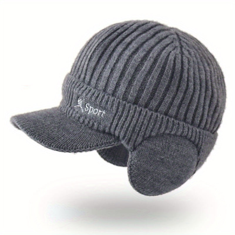 Men's Knitted Warm Cap with Earmuffs for Winter Outdoor Cycling