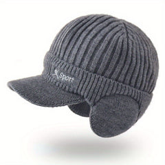 Men's Knitted Warm Cap with Earmuffs for Winter Outdoor Cycling