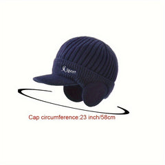 Men's Knitted Warm Cap with Earmuffs for Winter Outdoor Cycling