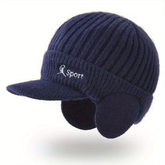 Men's Knitted Warm Cap with Earmuffs for Winter Outdoor Cycling