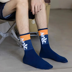 5 Pairs Men's Mid Calf Cotton Basketball Sports Socks