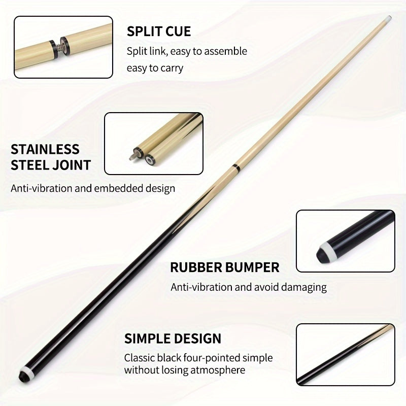 4pcs Hardwood Billiards Cue Stick with Stainless Steel Joint