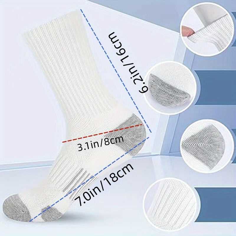 5 Pairs Men's Basketball Crew Socks for Autumn/Winter