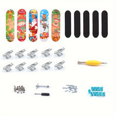 5pcs Christmas Finger Skateboard Mini Alloy Skateboard Assembly DIY Storage Box