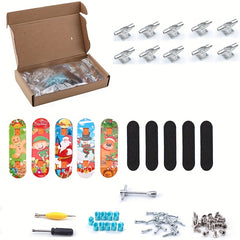5pcs Christmas Finger Skateboard Mini Alloy Skateboard Assembly DIY Storage Box