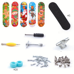 5pcs Christmas Finger Skateboard Mini Alloy Skateboard Assembly DIY Storage Box