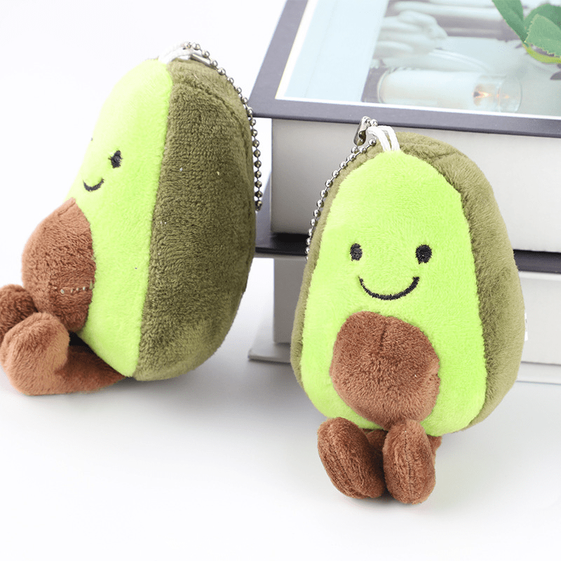 Avocado Keychain Plush Toy School Bag Ornament Car Key Pendant