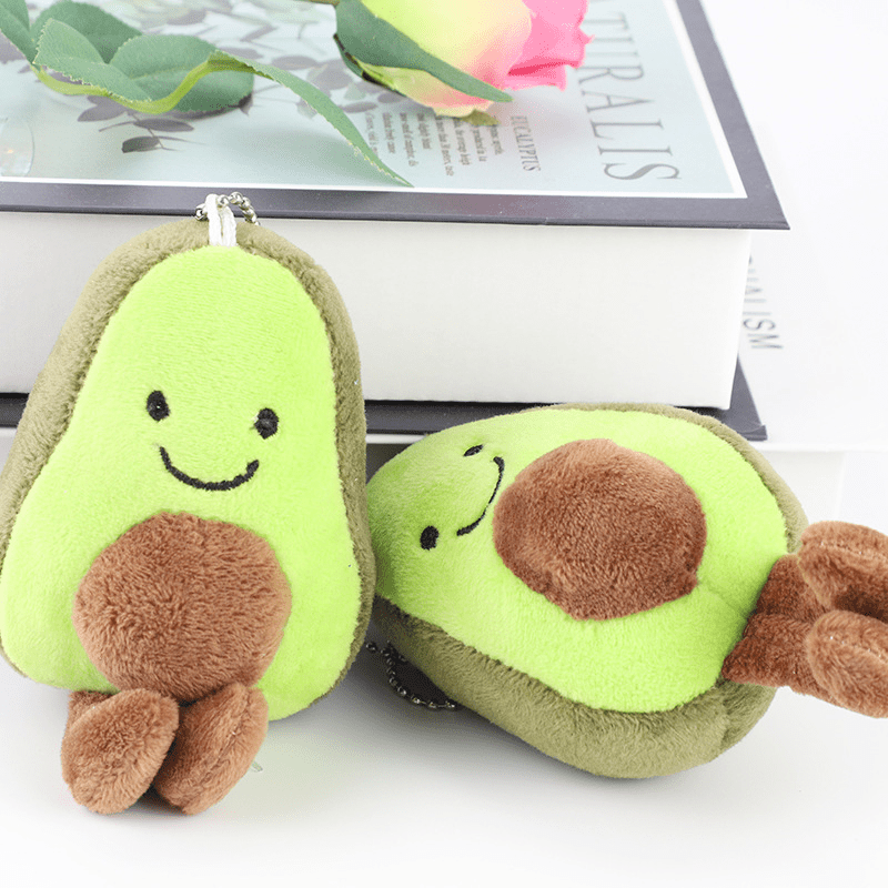 Avocado Keychain Plush Toy School Bag Ornament Car Key Pendant