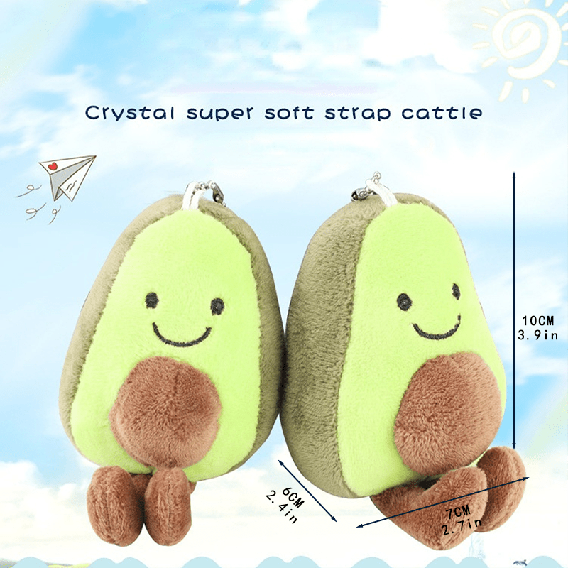Avocado Keychain Plush Toy School Bag Ornament Car Key Pendant