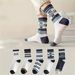 5 Pairs Men's Crew Socks Moisture Wicking Sports Socks