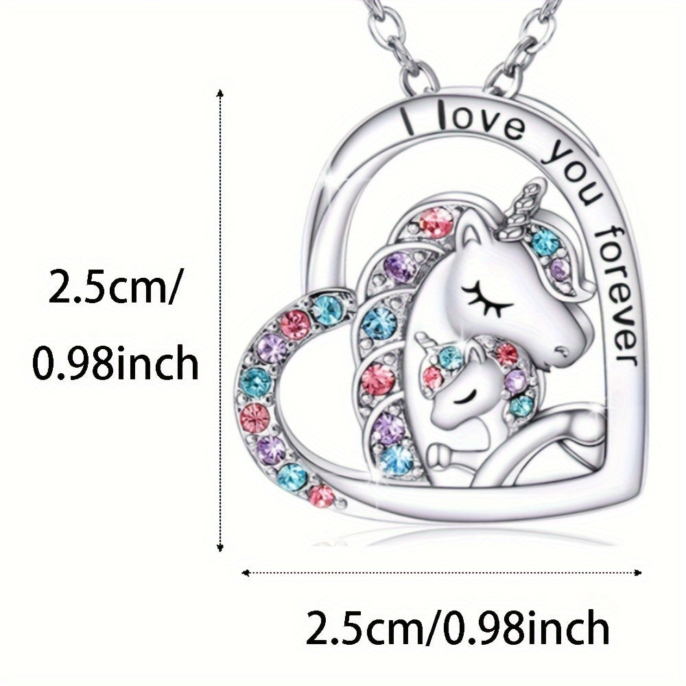 Unicorn Jewelry Set Heart Pendant Necklace Earrings Ring Bracelet