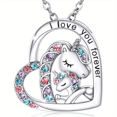 Unicorn Jewelry Set Heart Pendant Necklace Earrings Ring Bracelet