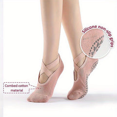 Thermal Non-slip Yoga Socks - Cross Strap Breathable Sports Socks