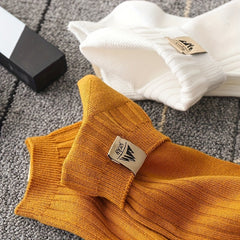 5 Pairs Solid Crew Socks Mixed Comfy & Breathable Ankle Socks