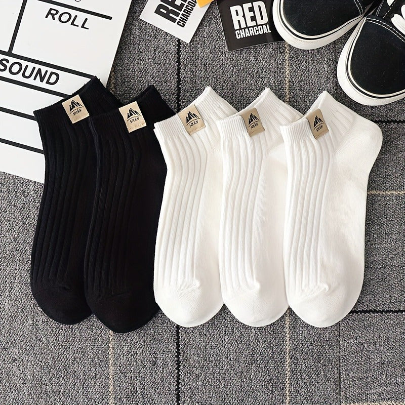 5 Pairs Solid Crew Socks Mixed Comfy & Breathable Ankle Socks