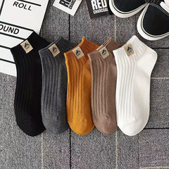 5 Pairs Solid Crew Socks Mixed Comfy & Breathable Ankle Socks