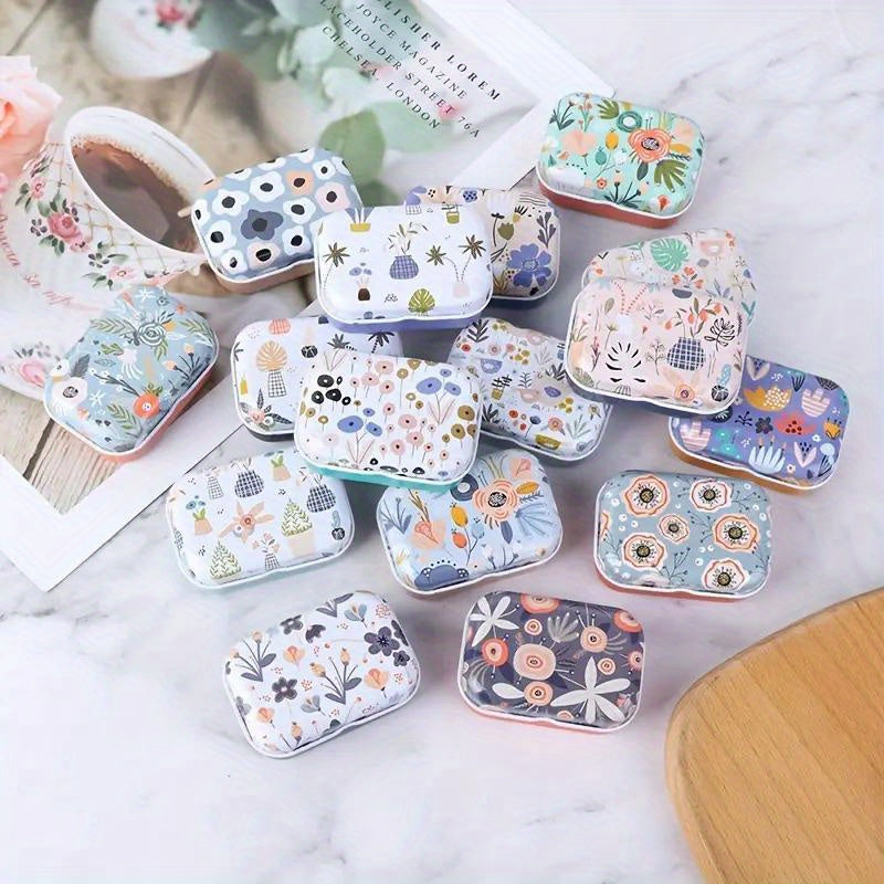 Mini Iron Box Floral Pattern Jewelry Coin Box Home Decor Christmas Gift