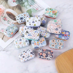 Mini Iron Box Floral Pattern Jewelry Coin Box Home Decor Christmas Gift