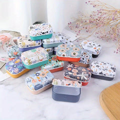 Mini Iron Box Floral Pattern Jewelry Coin Box Home Decor Christmas Gift