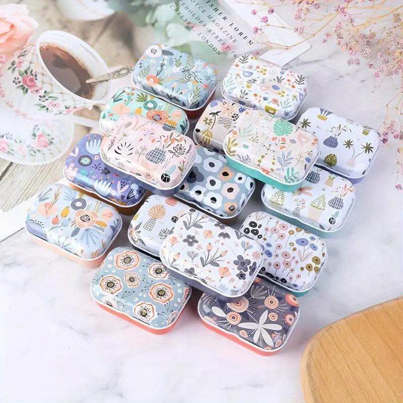 Mini Iron Box Floral Pattern Jewelry Coin Box Home Decor Christmas Gift