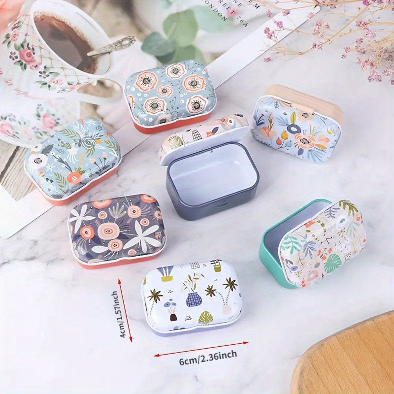 Mini Iron Box Floral Pattern Jewelry Coin Box Home Decor Christmas Gift