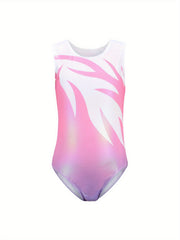 Girls Stretchy Sleeveless Workout Gymnastics Outfit
