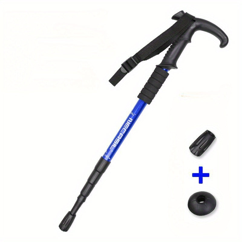 Aluminum 6061 Hiking Pole Curved Handle Retractable Cane