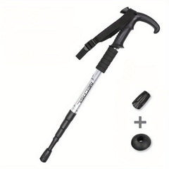 Aluminum 6061 Hiking Pole Curved Handle Retractable Cane