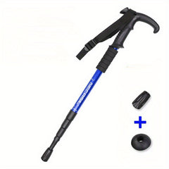 Aluminum 6061 Hiking Pole Curved Handle Retractable Cane