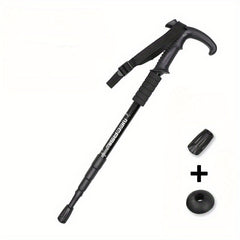 Aluminum 6061 Hiking Pole Curved Handle Retractable Cane