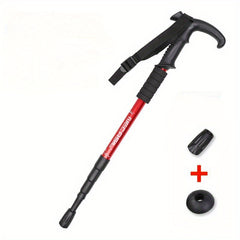 Aluminum 6061 Hiking Pole Curved Handle Retractable Cane