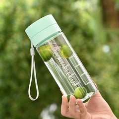 600ml Portable Anti-fall Water Cup Clear Leakproof Bottle With Scale & Filter