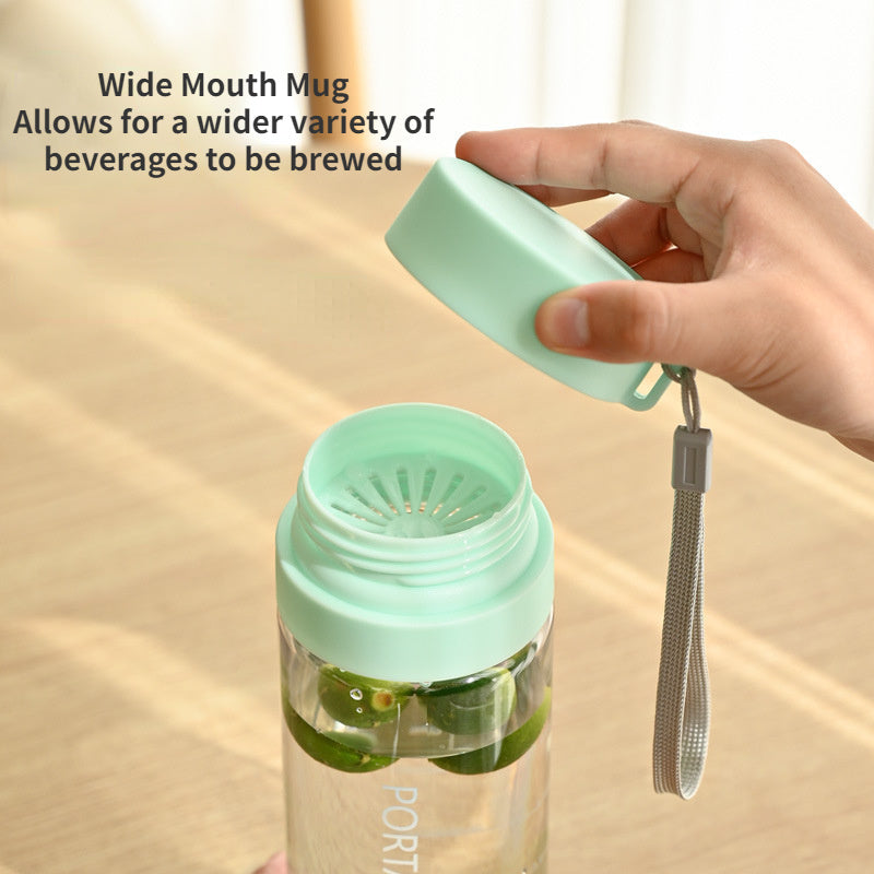 600ml Portable Anti-fall Water Cup Clear Leakproof Bottle With Scale & Filter