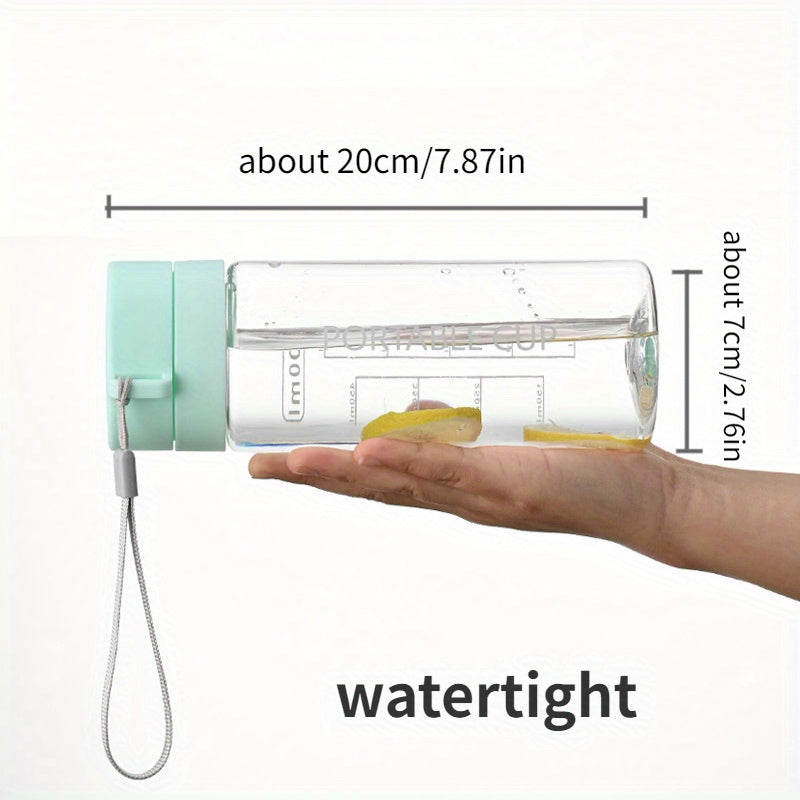 600ml Portable Anti-fall Water Cup Clear Leakproof Bottle With Scale & Filter