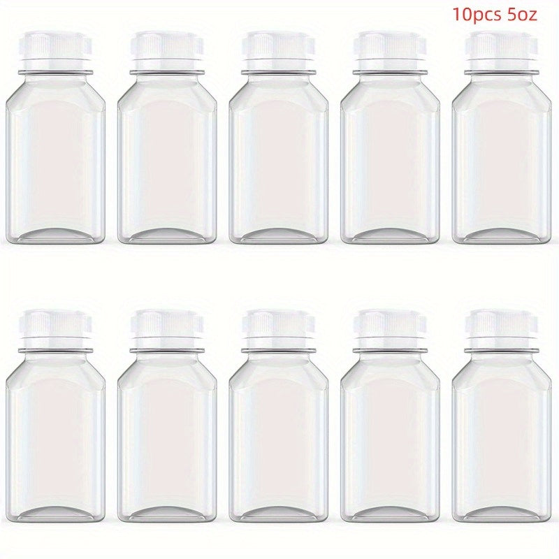 10pcs Plastic Juice Bottles Mini Fridge Bottles 4oz 5oz 12oz