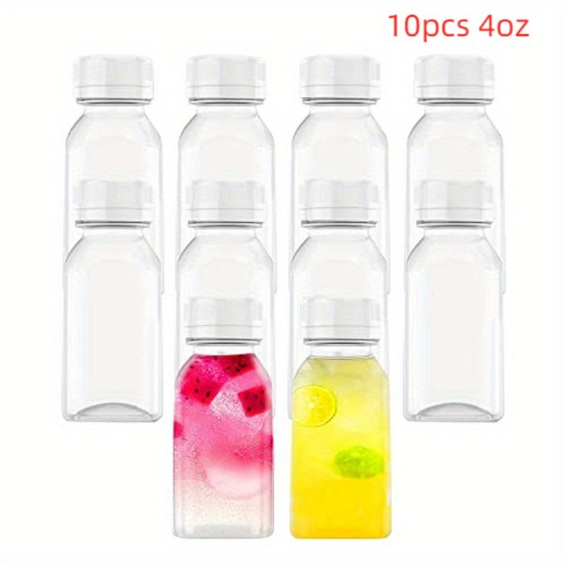 10pcs Plastic Juice Bottles Mini Fridge Bottles 4oz 5oz 12oz