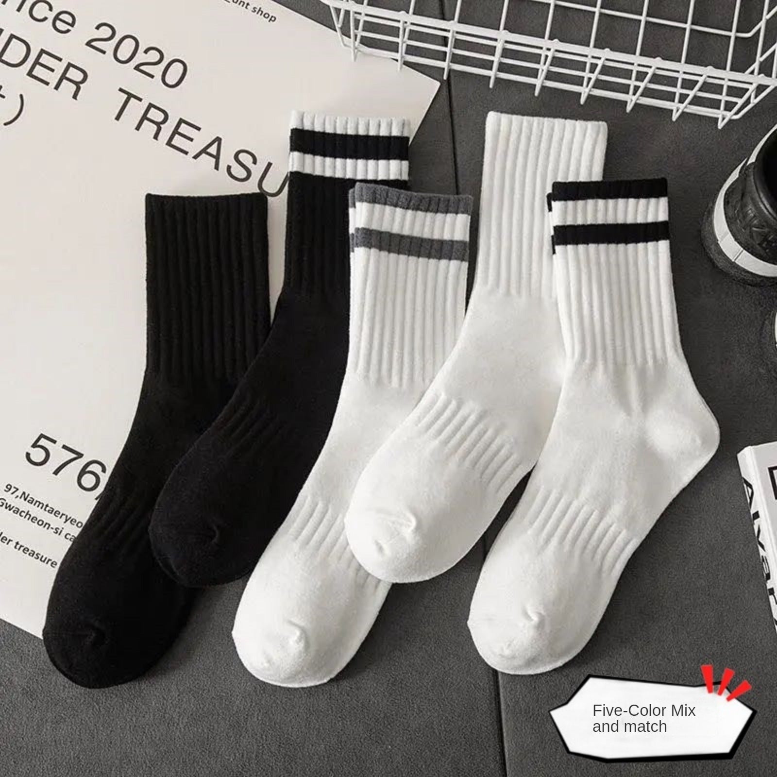 Men's Crew Socks 6 Pairs Winter Sport Sweat Absorption Anti Odor