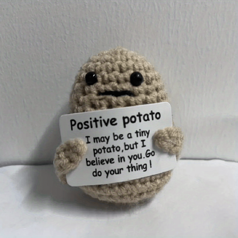 2pcs Potato Wool Knitting Doll Affirmation Card Gift Holiday Accessory