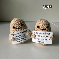 2pcs Potato Wool Knitting Doll Affirmation Card Gift Holiday Accessory
