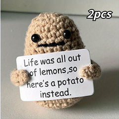 2pcs Potato Wool Knitting Doll Affirmation Card Gift Holiday Accessory