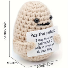2pcs Potato Wool Knitting Doll Affirmation Card Gift Holiday Accessory
