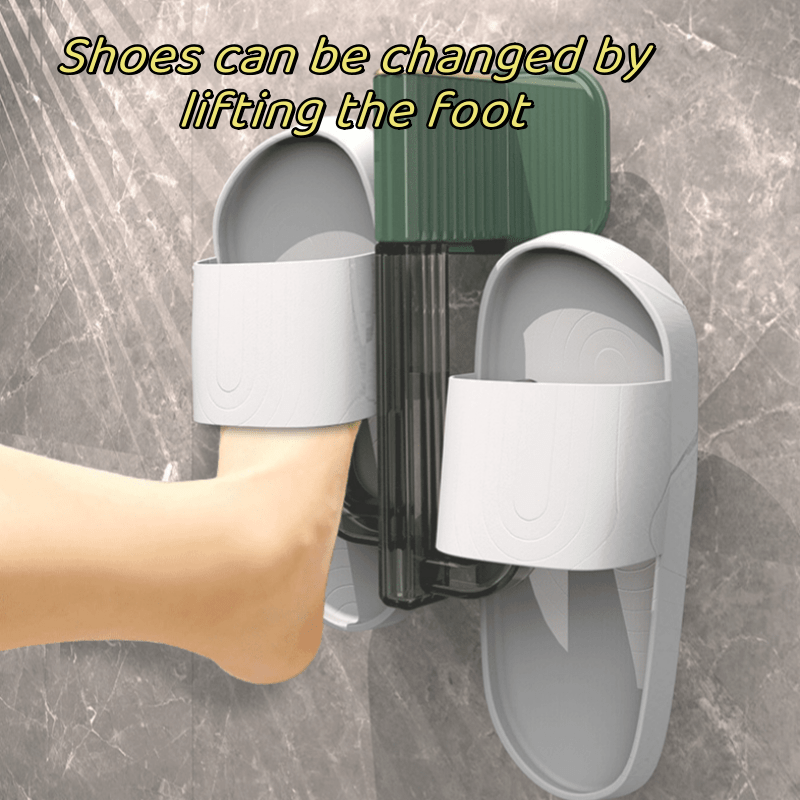 1pc Wall Mounted Bathroom Slipper Rack Non Perforated Bathroom Storage Rack