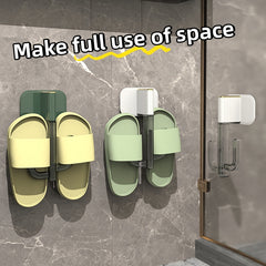 1pc Wall Mounted Bathroom Slipper Rack Non Perforated Bathroom Storage Rack