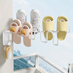Wall-mounted Shoe Drying Rack Hook Foldable Slipper Rack