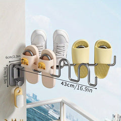 Wall-mounted Shoe Drying Rack Hook Foldable Slipper Rack