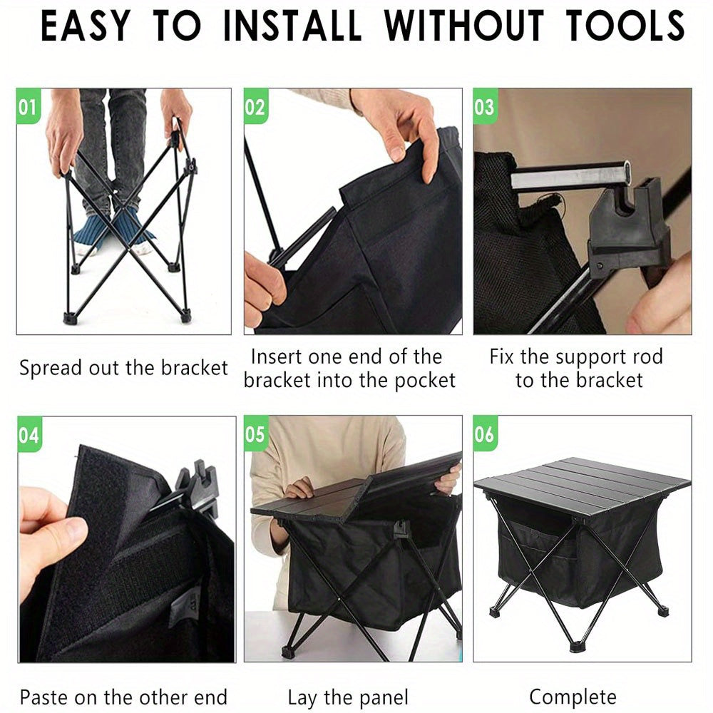 Portable Folding Camping Table Aluminum Lightweight Collapsible with Storage Bag