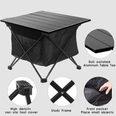 Portable Folding Camping Table Aluminum Lightweight Collapsible with Storage Bag