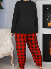 Butterfly Dandelion Print Tee & Plaid Pants Lounge Set
