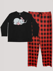 Lounge Set Women's Elephant & Butterfly Print Pajamas 2 Piece Set